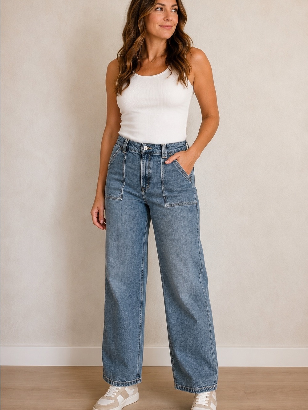 KanCan High Rise Utility Wide Leg Jeans, Size 11/29
